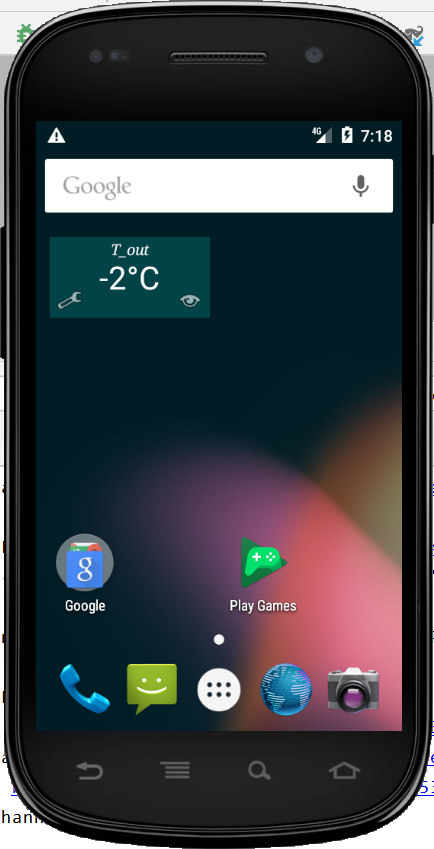 Widget on screen
